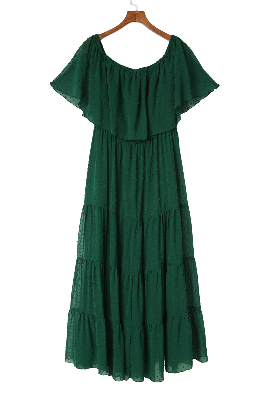 Green Swiss Dot Plus Size Ruffle Tiered Maxi Dress