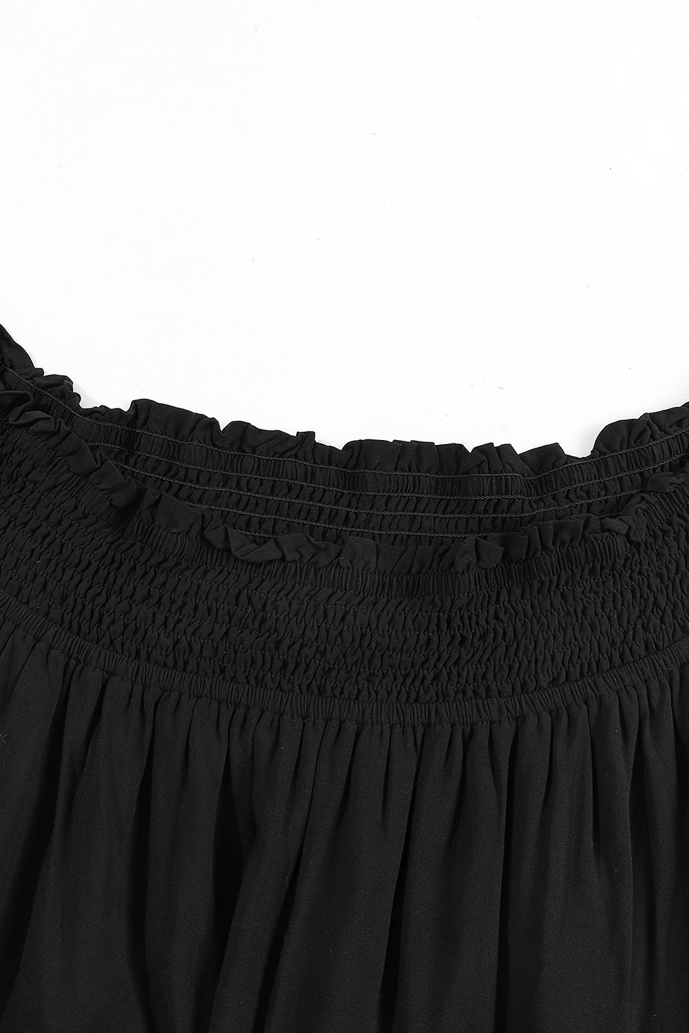 Black Plus Size Smocked Off Shoulder Frill Tiered Maxi Dress