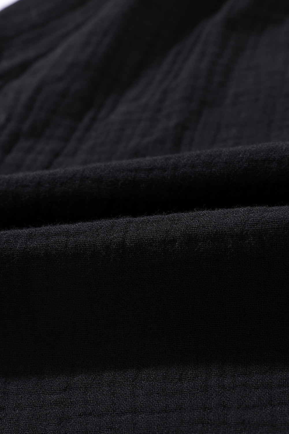 Black Plus Size Textured Drawstring Button up Shirt Dress