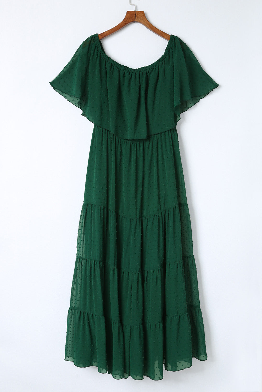 Green Swiss Dot Plus Size Ruffle Tiered Maxi Dress