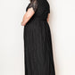 Black Eyelash Lace Short Sleeve Curvy Maxi Dress