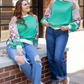 Sky Blue Plus Size Plaid Floral Patchwork Raglan Sleeve Sweatshirt