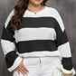 Plus Size Striped Round Neck Long Sleeve Sweater