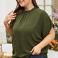 Moss Green Plus Size Swiss Dot Mock Neck Tied Nape Top