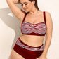 Plus Size Striped Adjustable Strap Two-Piece Swim Set