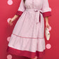 Red Stripe Plus Size Ruffled Hem Pinstriped Midi Dress