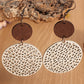 Beige Hollow Out Wooden Round Drop Earrings