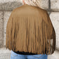 Plus Size Fringe Open Front Jacket