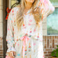 White Plus Size Wine Glass Print Bow Knot Pajama Set