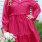 Rose Plus Size Ruffled Bubble Sleeve Dress