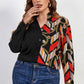 Honey Melo Apparel Plus Size Contrast Color Notched Neck Shirt