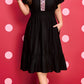 Black Leopard V Neck Patchwork Smocked Waist Plus Size Ruffled Dress