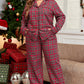 Red Plaid Printed Shirt and Pants Plus Size Lounge Set