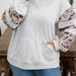 Light Grey Camouflage Patchwork Asymmetric Sleeve Plus Size Hoodie