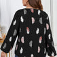 Honey Melo Apparel Plus Size Printed Round Neck Long Sleeve Cutout Blouse