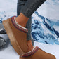 Chestnut Suede Contrast Print Plush Lined Snow Boots