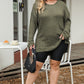 Moss Green Plus Size Textured Knit Long Sleeve Top