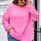 Bonbon Half Buttons Chest Pocket Drop Sleeve Plus Size Top