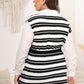 Plus Size Striped Colared Neck Tied Front Sweater Vest