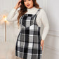 Plus Size Plaid Wide Strap Overall Dress