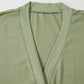 Green Plus Size Snap Buttons Front Knit Cardigan