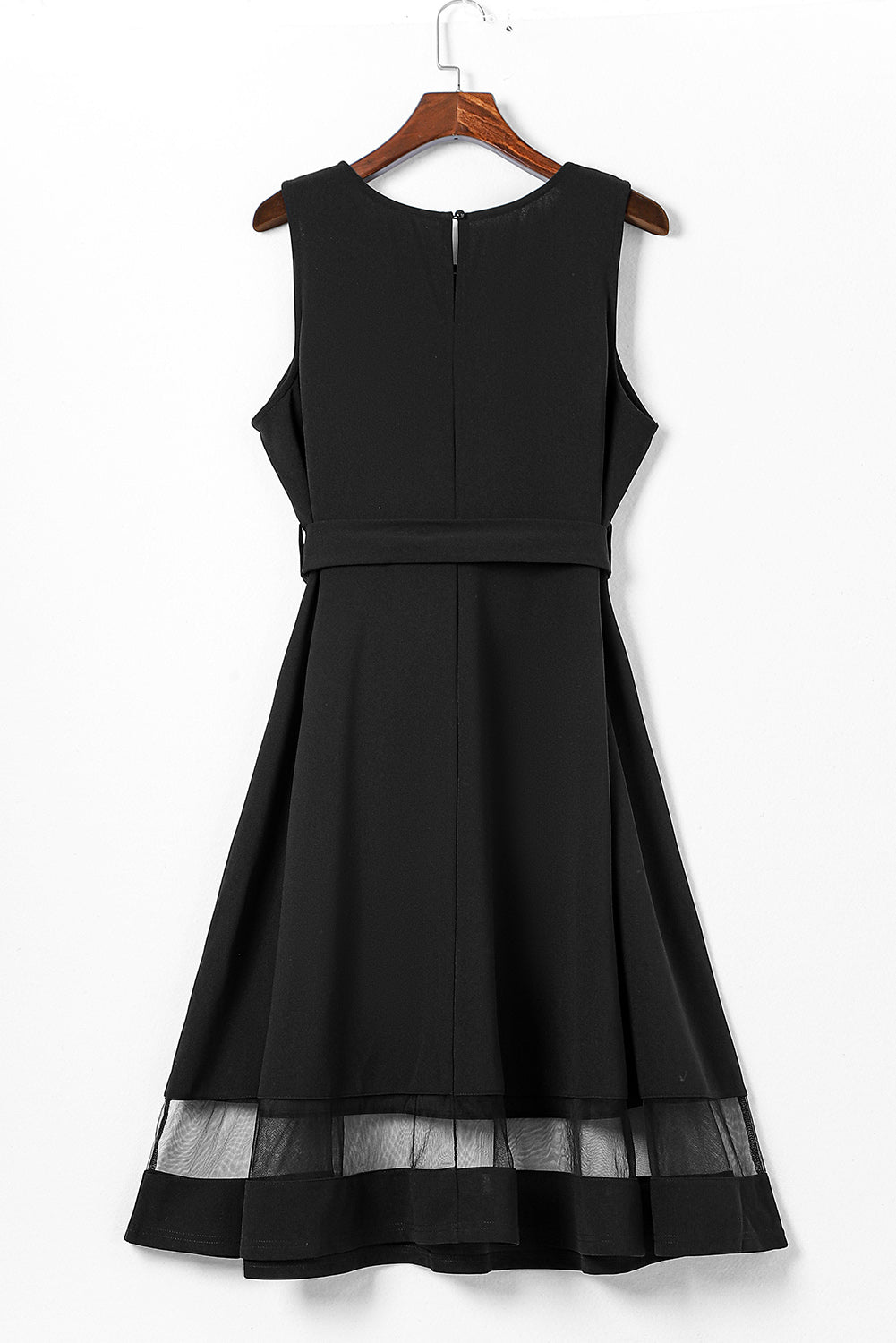 Black Plus Size Mesh Panel Skater Dress