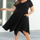 Black Plus Size Ruched Sweetheart Fit and Flare Midi Dress