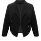 Plus Size Buttoned Lapel Collar Long Sleeve Blazer