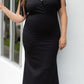 Black Plus Size Surplice V Neck Fringe Formal Maxi Dress