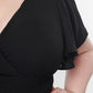 Black Plus Size Flutter Sleeve V Neck Midi Dress