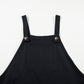 Black Solid Buttoned Straps Plus Size Overall Dress