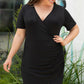 Black Wrap Ruched Short Sleeves Plus Size Mini Dress