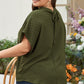 Moss Green Plus Size Swiss Dot Mock Neck Tied Nape Top