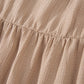 Dark Khaki Plus Size Textured Ruffled Short Sleeve Dress