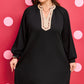 Black Contrast Color Block Leopard Trim Plus Size Ribbed Dress