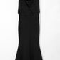 Black Plus Size Surplice V Neck Fringe Formal Maxi Dress