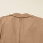 Chestnut Smocked V Neckline Leopard Piping Accent Bracelet Plus Size Long Dress