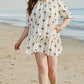 Apricot Bow Printed Puff Sleeve Ruffled Plus Size Mini Dress