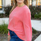 Peach Blossom Plus Size Ribbed Textured Long Sleeve T Shirt