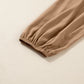 Chestnut Smocked V Neckline Leopard Piping Accent Bracelet Plus Size Long Dress