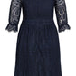 Black Eyelash Lace Square Neck Plus Size Dress