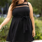 Black Plus Size Mesh Panel Skater Dress