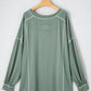 Seagrass Plus Size Exposed Seam Drop Shoulder Henley Top