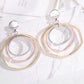 Silver 3-color Concentric Rings Dangle Earrings