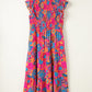 Red Floral Print Ruffled Sleeveless Plus Size Long Dress