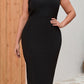 Black Cutout One Shoulder Plus Size Mid Dress