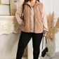 Camel Plus Size Quilted Cord Snap Button Vest Jacket