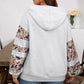 Light Grey Camouflage Patchwork Asymmetric Sleeve Plus Size Hoodie
