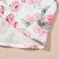Pink Floral Split Neck Short Sleeve Loose Plus Size Mini Dress