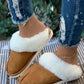 Camel Plush Suede Winter Home Slippers